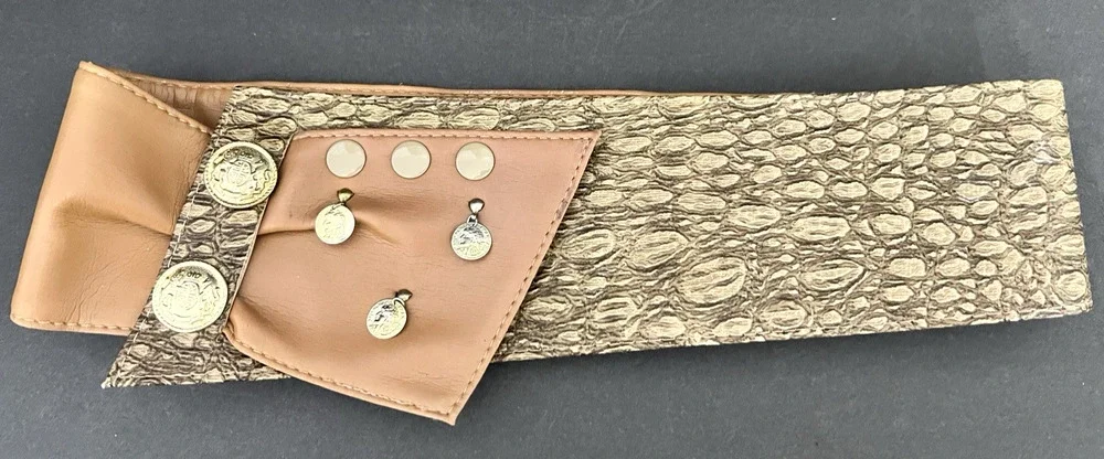 Unique Fashion Leather Wide Waist Belt BOHO COIN Style M/I Korea Vintage MCM